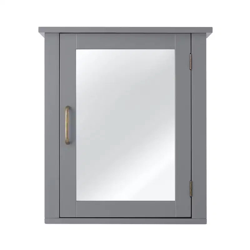 MDF Wood Wall-Mount Medicine Cabinet with Mirror Gray