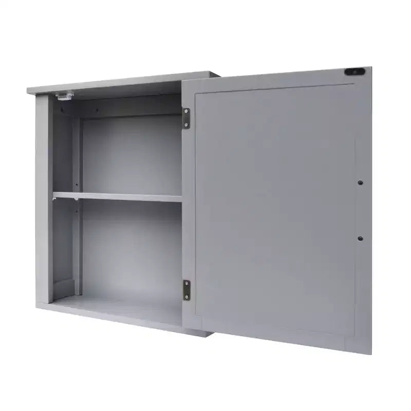MDF Wood Wall-Mount Medicine Cabinet with Mirror Gray