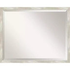 30" x 24" Crackled Metallic Narrow Framed Wall Mirror Silver - Amanti Art: Beveled, Polystyrene Frame, No Assembly