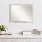 Miroir mural biseauté encadré en polystyrène, argent, 30"x24"