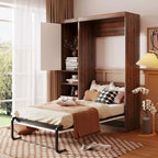 Whisen Full Size Murphy Bed Wall Bed, Folded into a Cabinet with Shelves