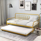 Lit de repos double en métal avec lit gigogne et roulettes verrouillables 99 cm