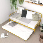 Lit de repos double en métal avec lit gigogne et roulettes verrouillables 99 cm