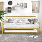 Lit de repos double en métal avec lit gigogne et roulettes verrouillables 99 cm