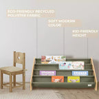 Étagère à Livres pour Enfants en Bois et Tissu Polyester avec Tiroirs 72,9 cm