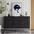 Armoire 4 portes en MDF avec finition laquée noire mate 151,9 cm