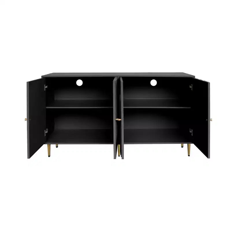MDF 4-Door Cabinet with Matte Black Lacquer Finish 59.8"