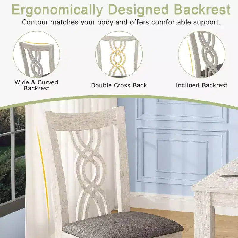 Rubber Wood Dining Chair with Padded Seat and Hollowed Backrest