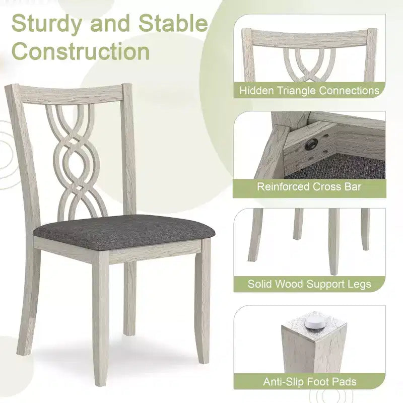 Rubber Wood Dining Chair with Padded Seat and Hollowed Backrest