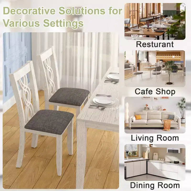 Rubber Wood Dining Chair with Padded Seat and Hollowed Backrest