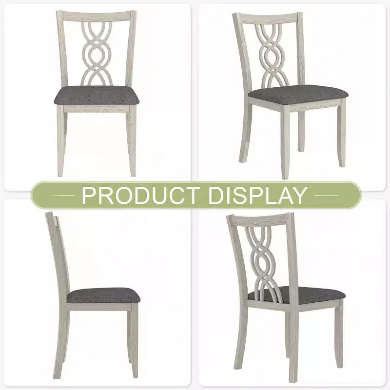 Rubber Wood Dining Chair with Padded Seat and Hollowed Backrest