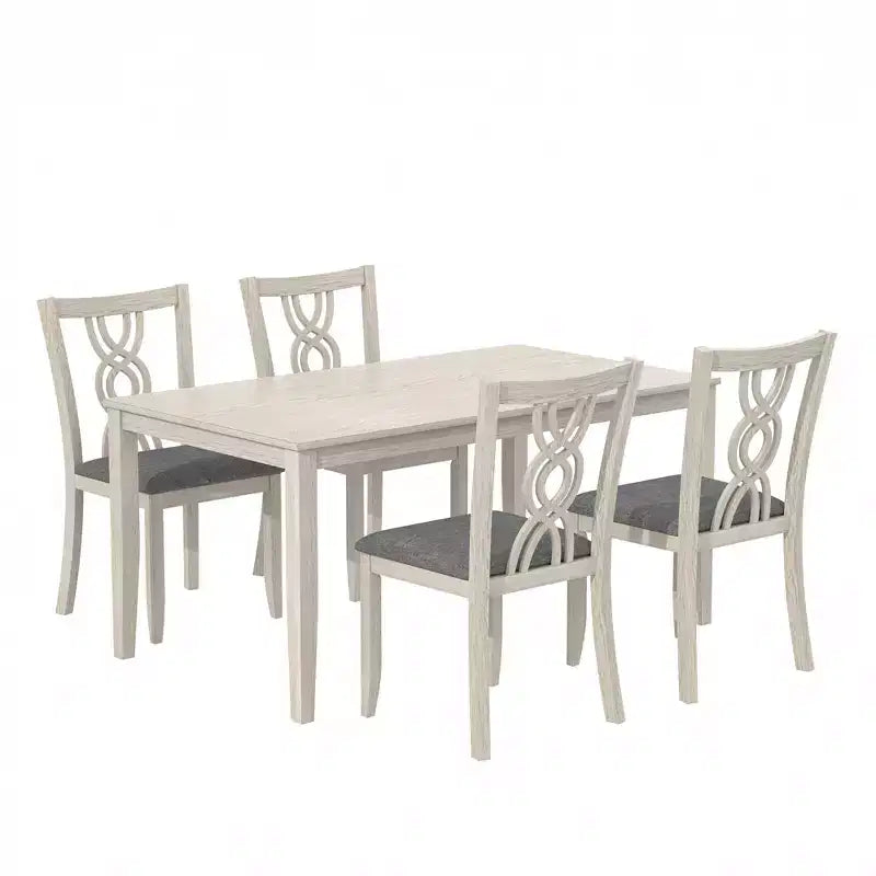 Rubber Wood Dining Chair with Padded Seat and Hollowed Backrest