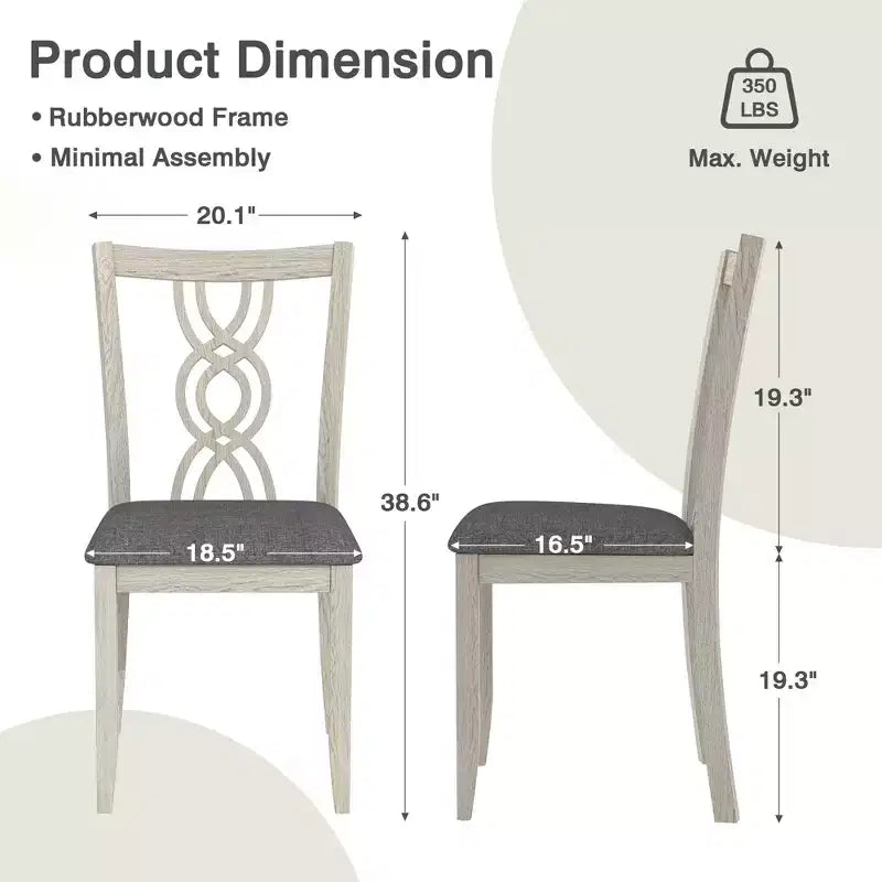 Rubber Wood Dining Chair with Padded Seat and Hollowed Backrest
