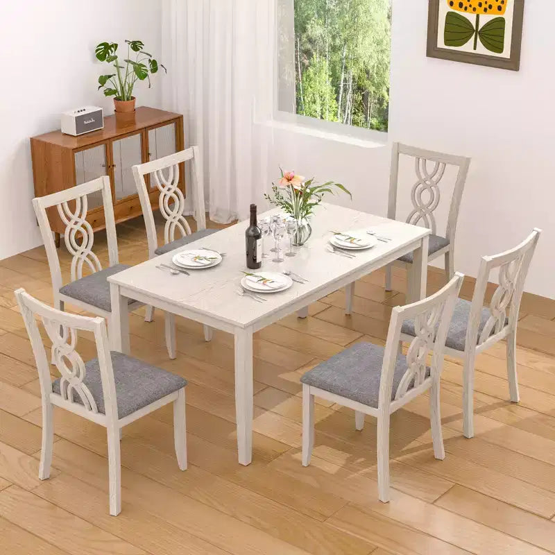 Rubber Wood Dining Chair with Padded Seat and Hollowed Backrest
