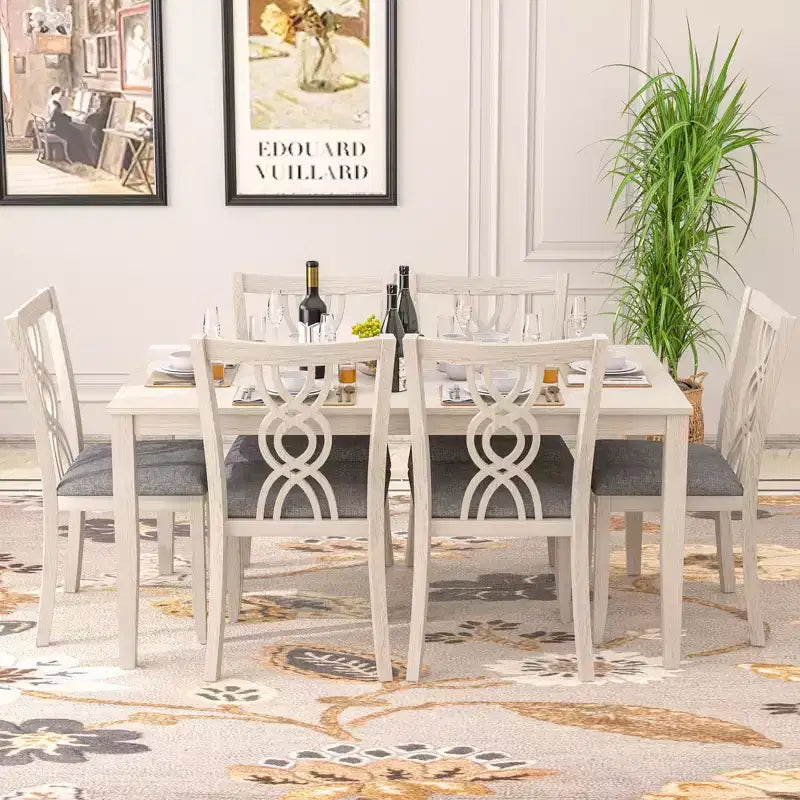 Rubber Wood Dining Chair with Padded Seat and Hollowed Backrest