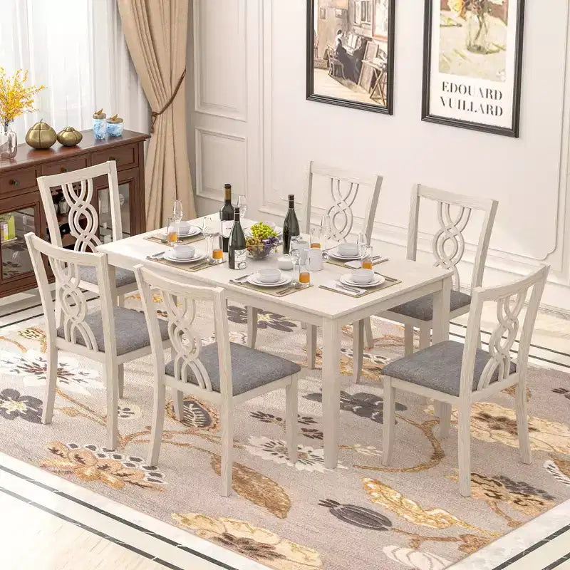 Rubber Wood Dining Chair with Padded Seat and Hollowed Backrest