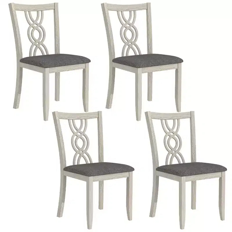 Rubber Wood Dining Chair with Padded Seat and Hollowed Backrest