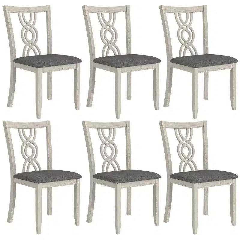 Rubber Wood Dining Chair with Padded Seat and Hollowed Backrest