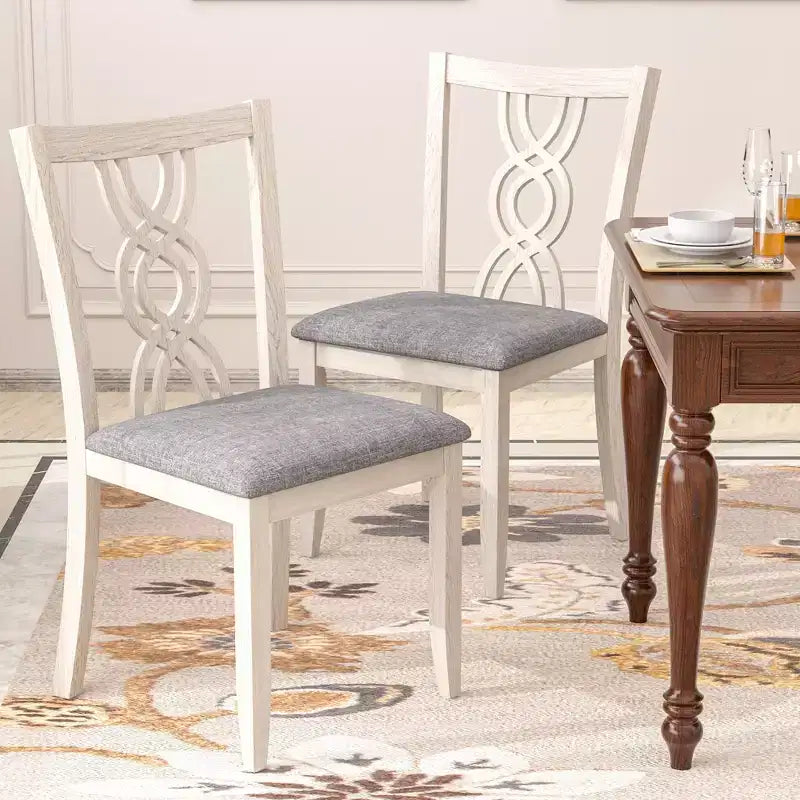Rubber Wood Dining Chair with Padded Seat and Hollowed Backrest