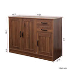 Buffet bahut en composite bois-plastique avec 3 portes et 2 tiroirs 110 cm