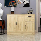Buffet bahut en composite bois-plastique avec 3 portes et 2 tiroirs 110 cm