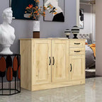 Buffet bahut en composite bois-plastique avec 3 portes et 2 tiroirs 110 cm