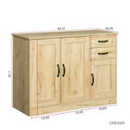Buffet bahut en composite bois-plastique avec 3 portes et 2 tiroirs 110 cm