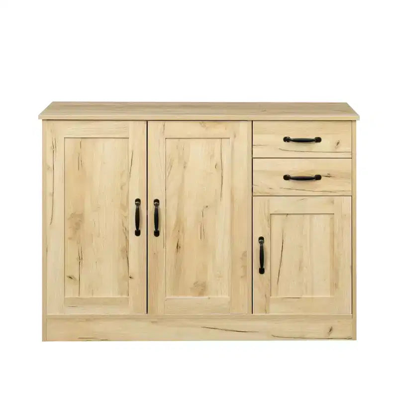 Wood-Plastic Composite Buffet Sideboard with 3 Doors and 2 Drawers 43.3"
