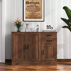 Buffet bahut en composite bois-plastique avec 3 portes et 2 tiroirs 110 cm
