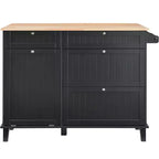 VEVOR Kitchen Island Cart, 50 Wood Top Breakfast Bar with Trash Cabinet Tilt Out 10 Gallon Storage, Farmhouse Dining Living Room Table