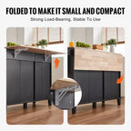 Îlot de cuisine en bois d'hévéa et MDF avec tiroirs et meuble poubelle 50"