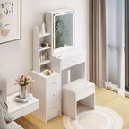 Coiffeuse en bois avec miroir coulissant, éclairage LED et tabouret rembourré 50,4"