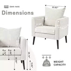 Fauteuil d'appoint rembourré en velours et hévéa 73 cm