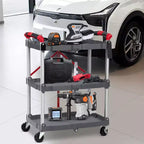 Chariot de service pliable en acier à 3 niveaux avec roues verrouillables 83,5 cm