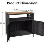 Meuble de Rangement d'Extérieur en Rotin avec 2 Portes et Étagères Réglables 85 cm