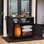Meuble de Rangement d'Extérieur en Rotin avec 2 Portes et Étagères Réglables 85 cm