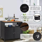 Meuble de Rangement d'Extérieur en Rotin avec 2 Portes et Étagères Réglables 85 cm