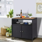 Meuble de Rangement d'Extérieur en Rotin avec 2 Portes et Étagères Réglables 85 cm