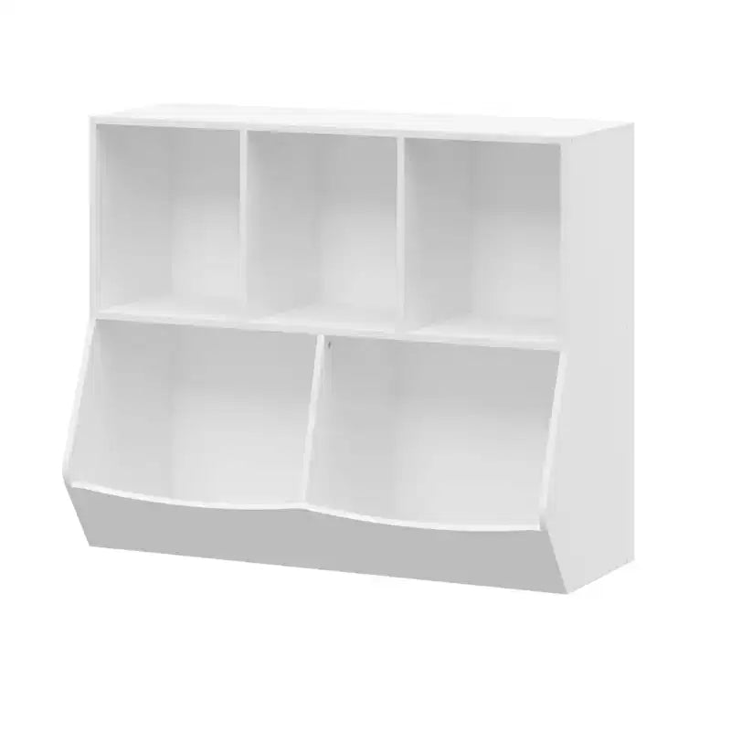 MDF and Non-Woven Fabric 4-Cube Kids Bookshelf 39" White/Gray