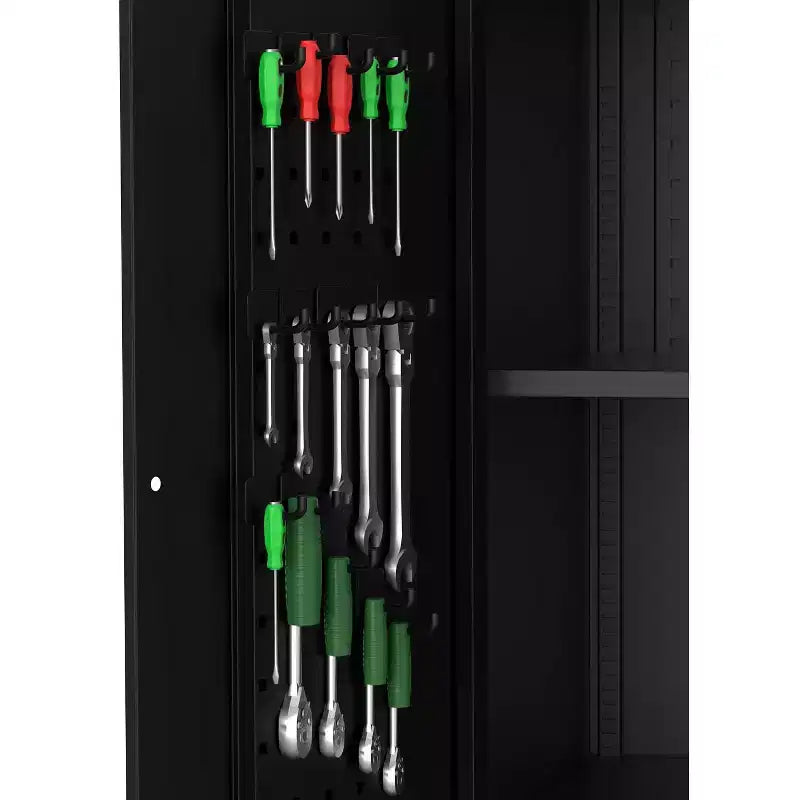 Cold-Rolled Steel Locking Garage Storage Cabinet with Pegboard 72"