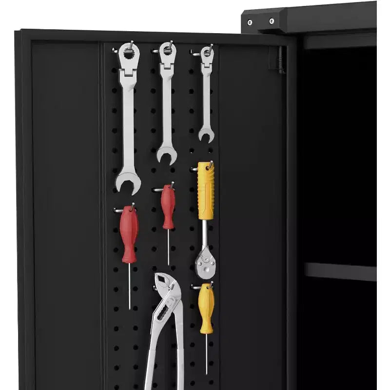 Cold-Rolled Steel Locking Garage Storage Cabinet with Pegboard 72"