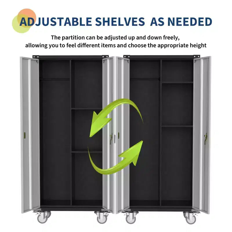 Cold-Rolled Steel Locking Garage Storage Cabinet with Pegboard 72"