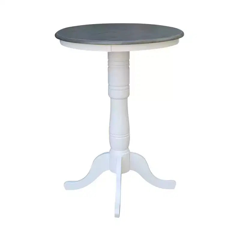 Wood and Metal Round Pedestal Bar Table 41" White/Gray