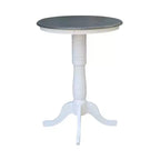 Table de bar ronde sur pied en bois et métal 41" Blanc/Gris
