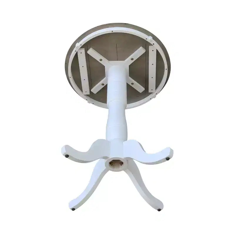 Wood and Metal Round Pedestal Bar Table 41" White/Gray