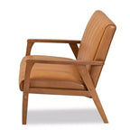 Causeuse 2 places en similicuir et bois Noyer/Marron