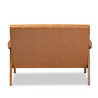 Causeuse 2 places en similicuir et bois Noyer/Marron