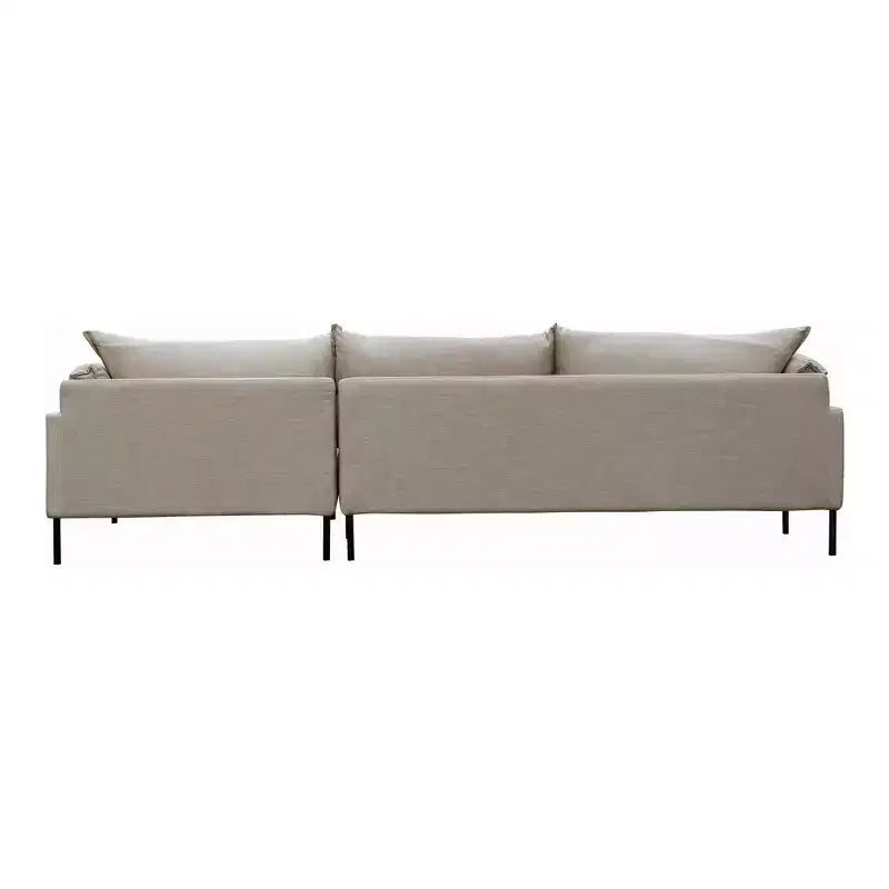 Polyester Linen Blend Sectional Sofa with Stainless Steel Legs Sandy Beige