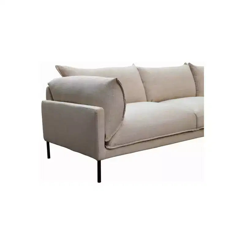 Polyester Linen Blend Sectional Sofa with Stainless Steel Legs Sandy Beige