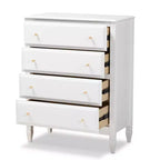 Commode de chambre 4 tiroirs en bois blanc/doré 81 cm